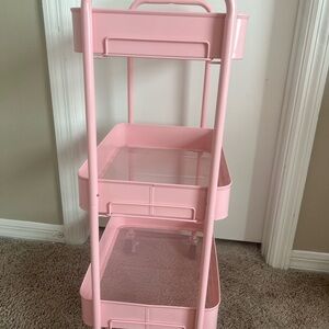 Pink 3-Tier Rolling Storage Cart
